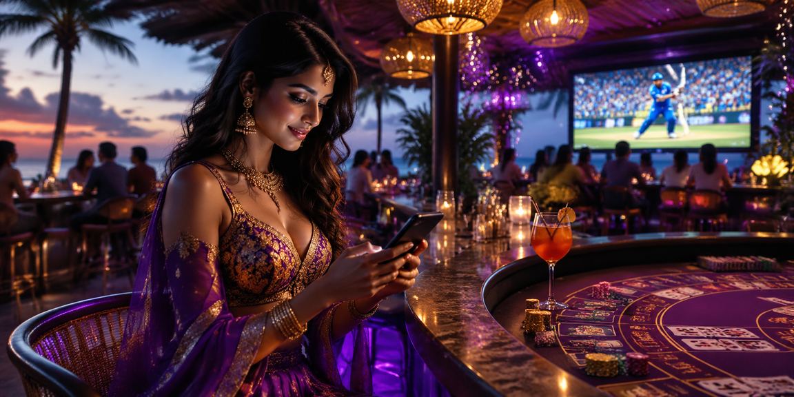 Man using mobile to login for cricket betting at the beach