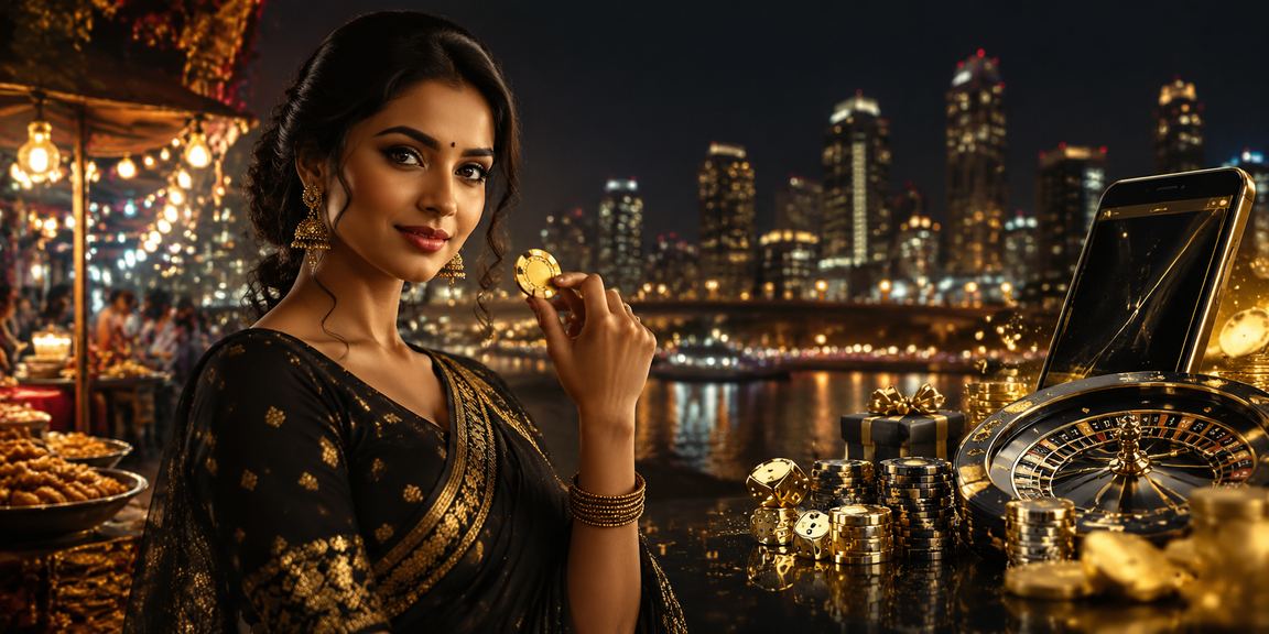 Modern Indian city nightlife presenting entertainment and betting